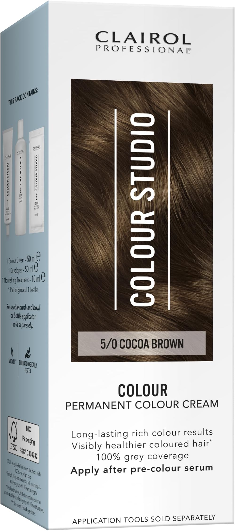Clairol Colour Studio Permanent Colour Cream Cocoa Brown 5/0 50ML