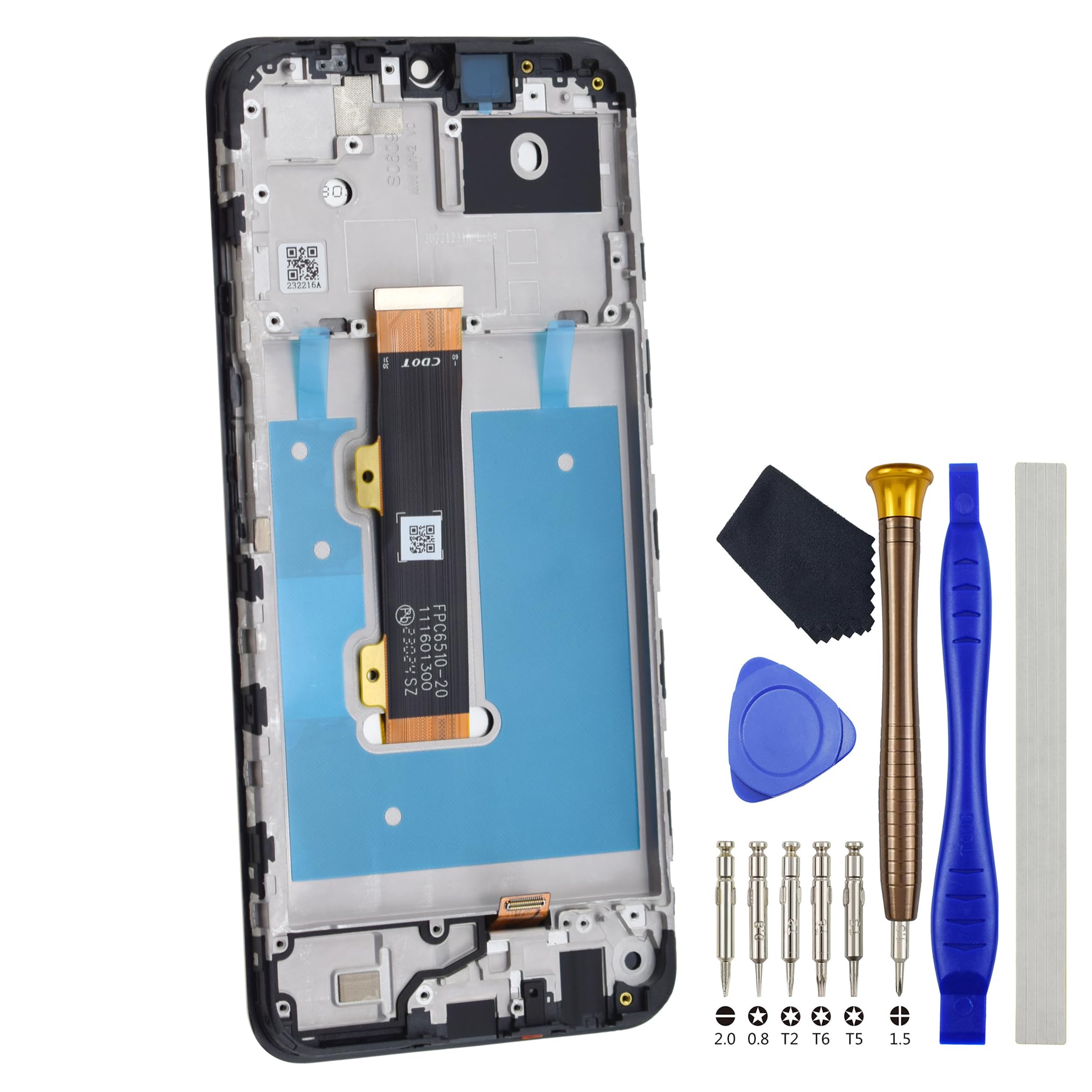 Full Display with Screen Frame for Nokia G22 Display Touch Digitizer Assembled Black Screen Replacement with Free Tool Kit