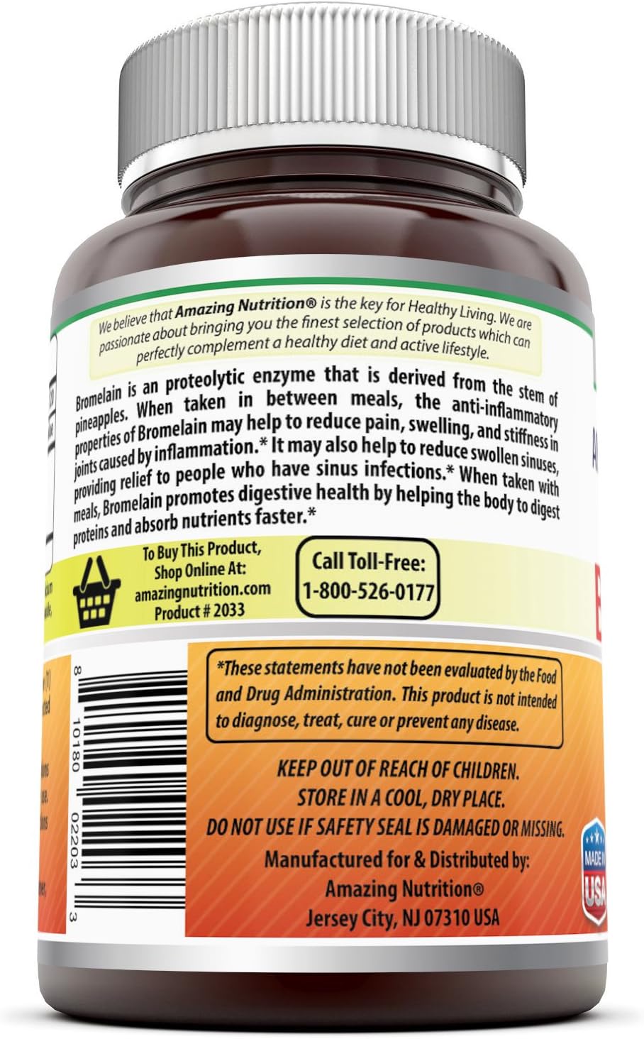 Amazing Nutrition Bromelain Proteolytic Digestive Enzymes Supplements, 500 mg, 120 Tablets (Non-GMO,Gluten Free): Health & Personal Care