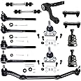 Detroit Axle - Front 14pc Suspension Kit for 2WD Chevy Blazer S10 GMC Jimmy Sonoma Isuzu Hombre, 1 Center Link 4 Tie Rods 4 Ball Joints 2 Sway Bars 2 Adjustment Sleeves 1Idler Arm Replacement