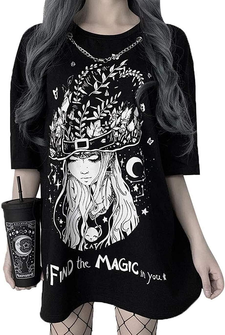 N /D Dames Gothic Tshirt zomer jurk stijl dames korte mouwen Ukiyoe T