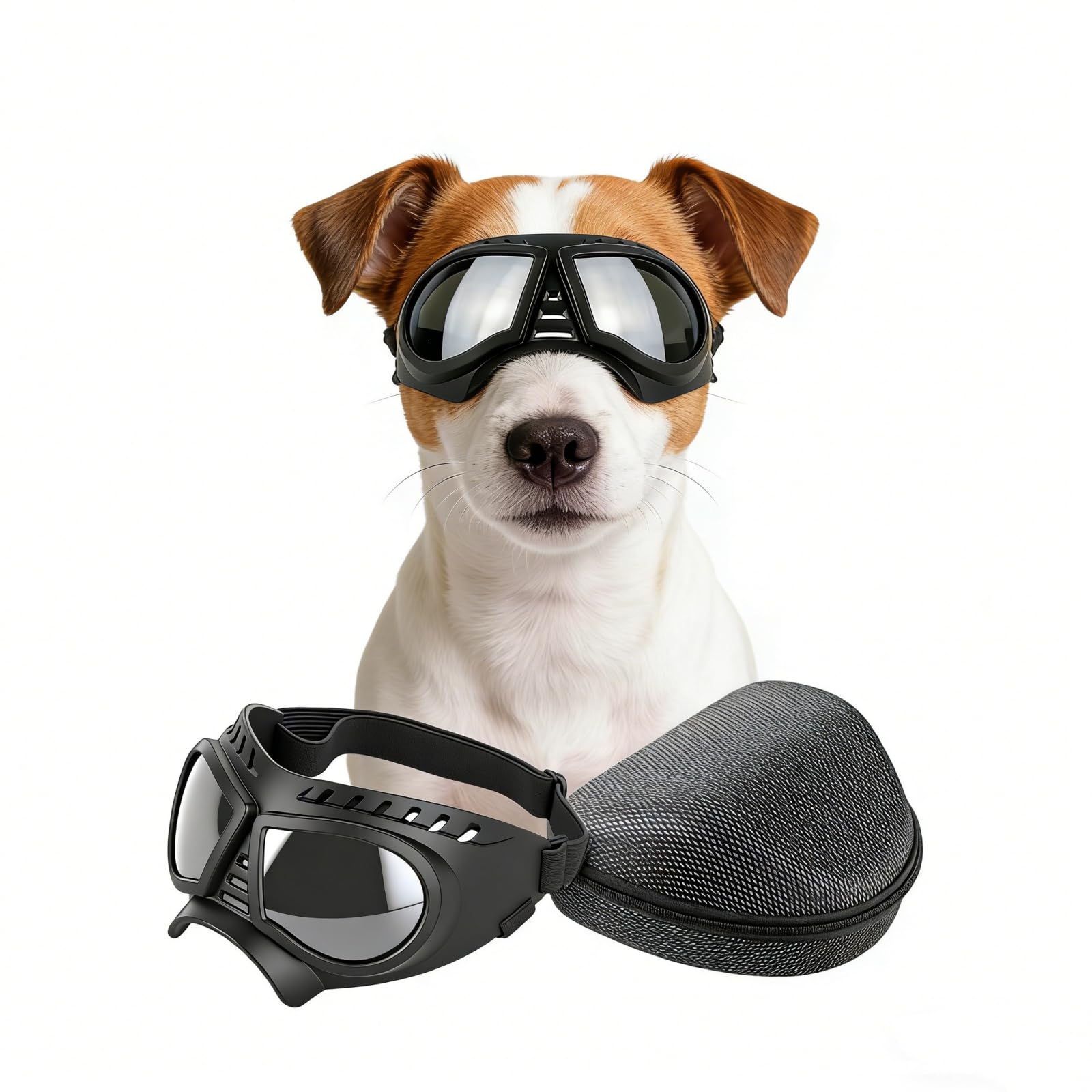 NAMSAN Dog Goggles Eye Protection Dog Sunglasses Anti-UV Goggles Windproof Puppy Goggles with Adjustable Flexible Straps for Small/Medium Dogs (Silver)