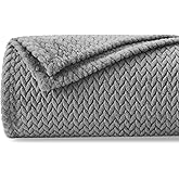 NEWCOSPLAY Super Soft Throw Blanket Grey Premium Silky Flannel Fleece Leaves Pattern Lightweight Bed Blanket All Season Use (Grey, Throw(50"x60"))
