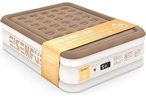 EISENFUER Air Mattress Queen with Built-in Pump – 18" Inflatable Bed with High Speed Built-in Pump, Stable Comfort, Long-Lasting, colchón inflable, Carry Bag, Cozy Guest Bed for Sleepovers, Glamping, Moving
