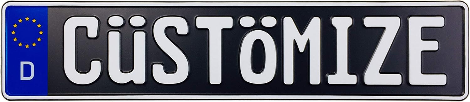 Custom Black German License Plate (Plate with White Text)