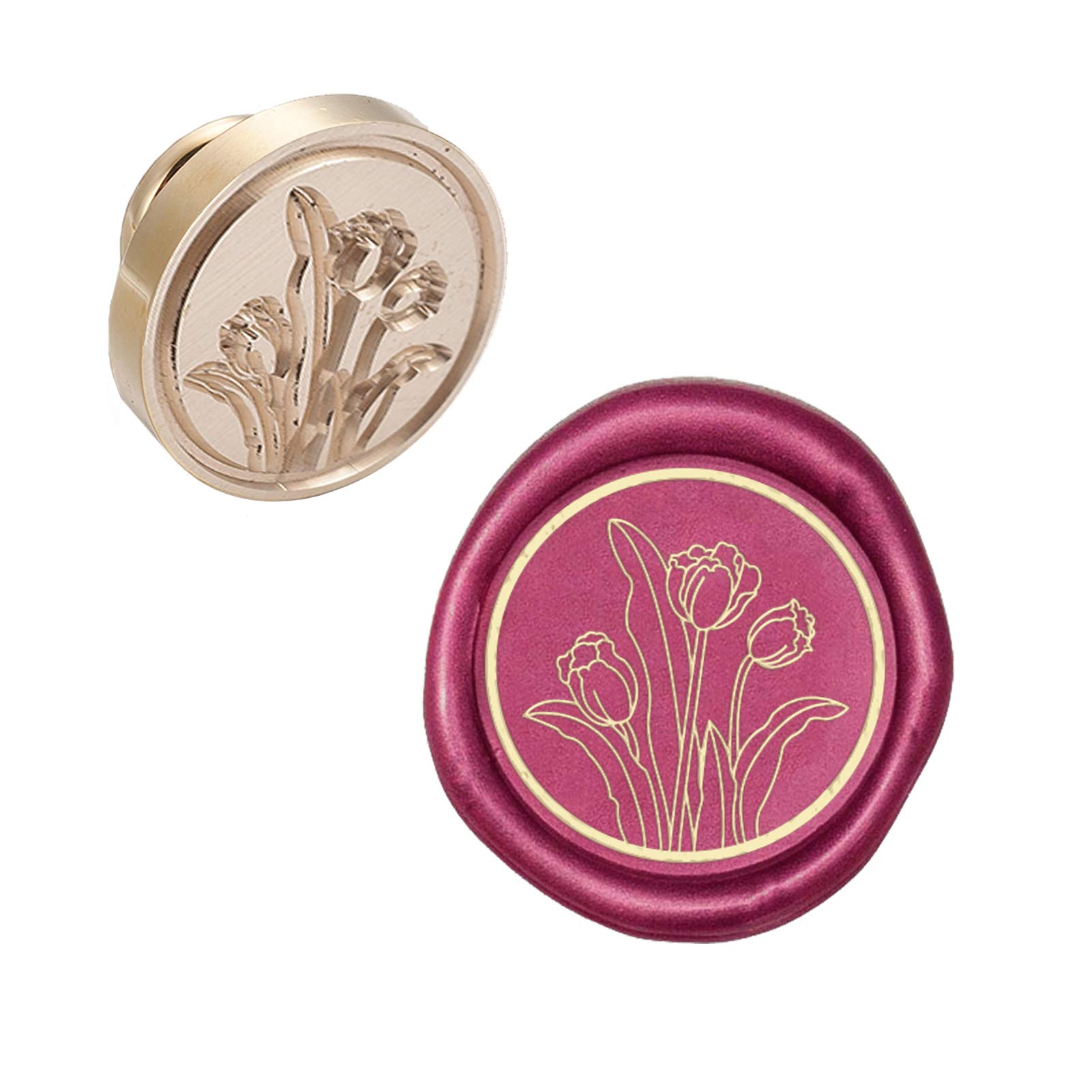 CRASPIRE Wax Seal Stamp Head Tulip Removable Sealing Brass Stamp Head for Creative Gift Envelopes Invitations Cards Decoration
