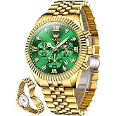 OLEVS Watch Men Luxury Fashion Watches for Men Classic Large Face Stainless Steel Waterproof Mens Watches Analog Quartz Fancy Dress Date Moon Phase Wrist Watch Relojes para Hombres