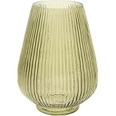 Boston International Flower Vase Fluted Glass Design Modern & Traditional Decorations for Home, 5.5" x 7", Teardrop Sage Gree