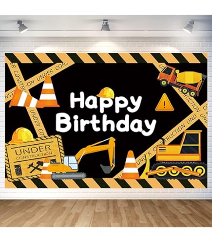 Excavator Truck Party Decorations Backdrop 5.4x5.9Ft Engineering - View #11