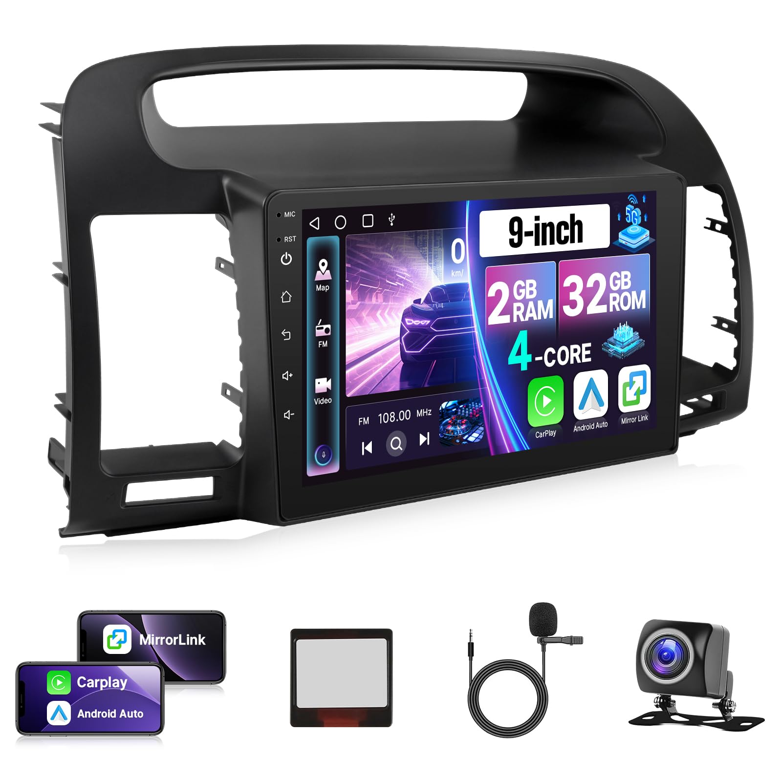 Photo 1 of KuTaiTai Android 12 Car Radio for Toyota Camry 2002 2003 2004 2005 2006 (Fit J-B-L Version) with Carplay Android Auto, 9" IPS Touch Screen Head Unit for Camry Stereo with Bluetooth, FM, SWC + CANBUS