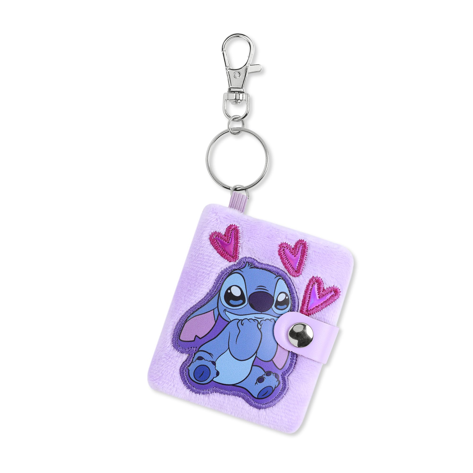 Disney Stitch Kids Pink Heart Fluffy Mini Diary Travel Notebook Keychain GH00340RL.PH
