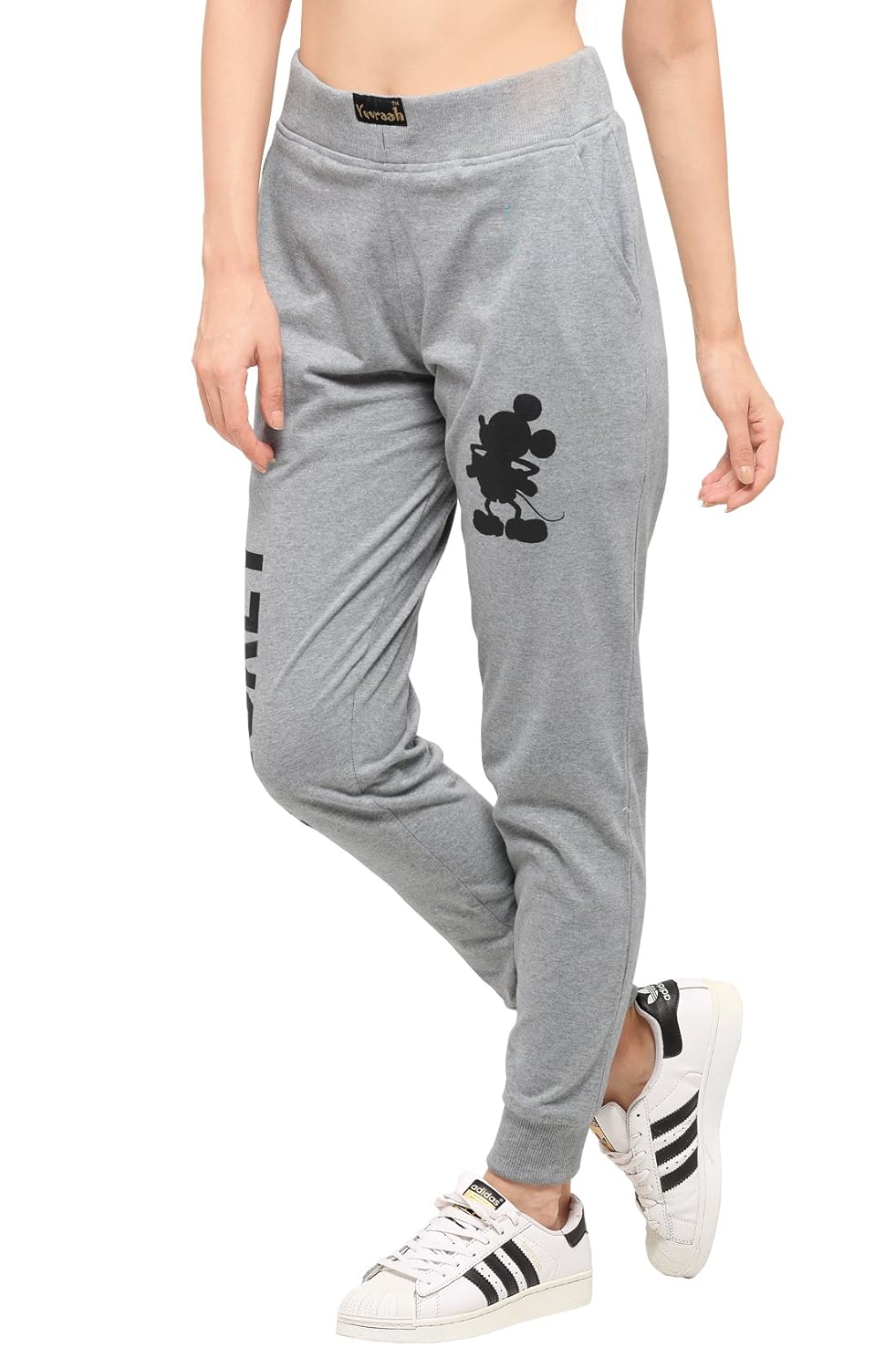 yuvraah women's grey fleece mickey trackpant