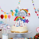 OSDUE 21PCS Unicorn Rainbow Cake Toppers Kids Birthday Party Decorations Kit view 5