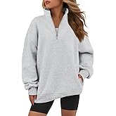 ATHMILE Womens Oversized Sweatshirts Fall Fashion Hoodies Half Zip Fleece Pullover Long Sleeve Y2K Clothes with Side Pockets