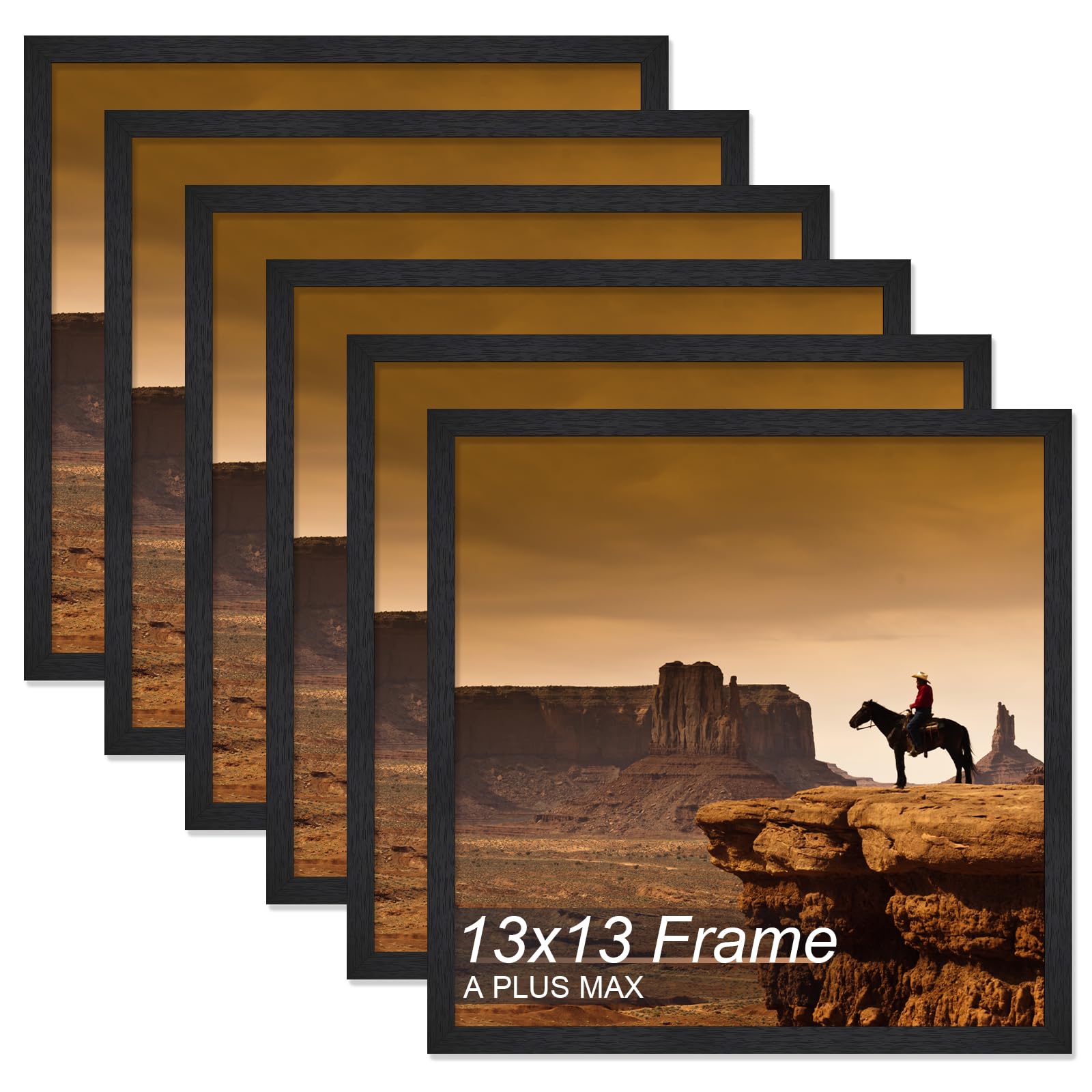 A PLUS MAX Square 13x13 Frame Set of 6, Black