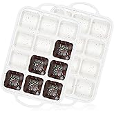 Vinino Silicone Brownie Pan With Dividers, 2 Pack Mini Loaf Pan for Baking Individual, Nonstick 12 Cups Square Muffin Cupcake Pans with Metal Reinforced Frame-Cream