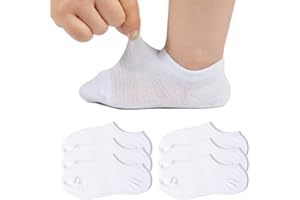 JORMATT Toddler Little Girls Boys No Show Socks Cotton Anti Slip Low Cut Socks With Grips 6 Pairs