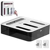 SURPPO Food Storage Bag Organizer, Plastic Baggie Holder, 4 in 1 Plastic Bag Organizer for Gallon, Quart, Snack & Sandwich, Kitchen Drawer Organizer & Wall Mount Ziplock Bag Holder, Black