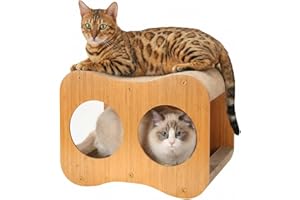 Avont Cat Scratcher House, 2-in-1 Scratching Tunnel Board & Scratch Pad for Indoor Cats, Dual-Sided Corrugated Cardboard Scra