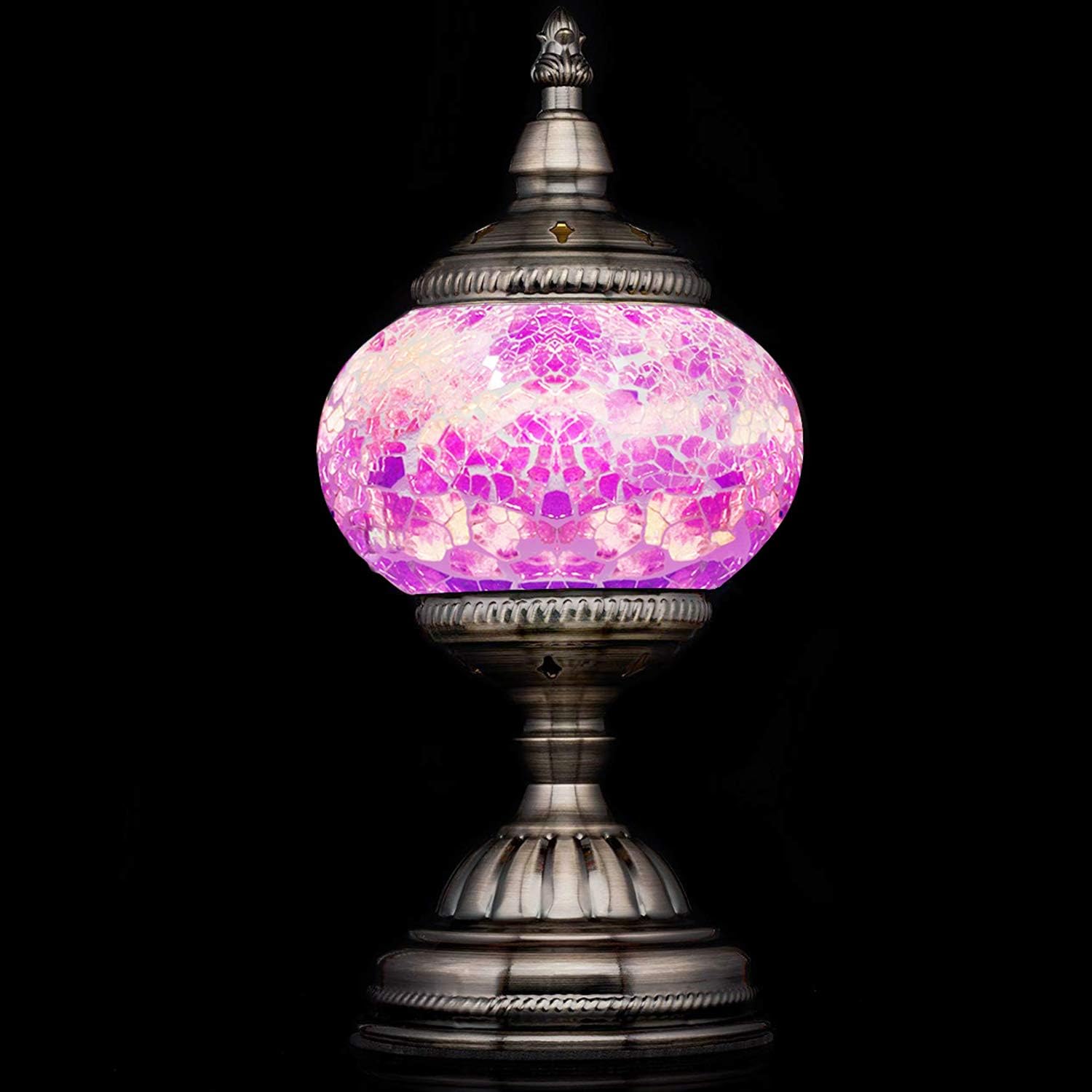 Mosaic Lamp-Handmade Turkish Mosaic Table Lamp with Mosaic Lantern,Bronze Base,Unique Table Lamp for Room Decoration