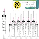 20 P 10ml Syringes with Needle-18Ga 1.5 In Needle with Luer Lock, Individually Sealed Packaging