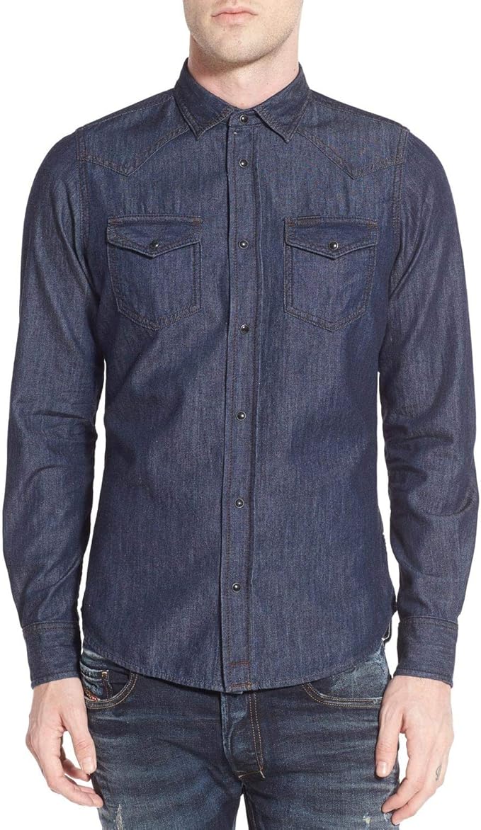 Diesel Casual Shirts Men Sonora PressStuds Patch Pockets Denim