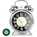 AYRELY® Super Loud Alarm Clock for Heavy Sleepers Adults,Twin Bell Retro 4 Inch Silent Non-Ticking Quartz with Backlight, Lum