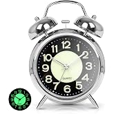 AYRELY&reg; Super Loud Alarm Clock for Heavy Sleepers, 4.5 Inch Twin Bell Retro | Silent Non-Ticking Quartz with Backlight, Luminous Dial, Metal Alarm Clocks for Bedrooms and Bedside