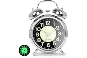 AYRELY® Super Loud Alarm Clock for Heavy Sleepers Adults,Twin Bell Retro 4 Inch Silent Non-Ticking Quartz with Backlight, Lum