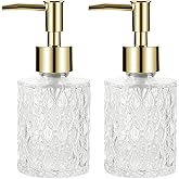 Retyion Multipurpose Soap Dispenser Easy to Clean Glass Soap Pump Dispenser Ideal for Bath and Bathroom (2PCS Gold)