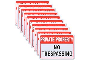 Abuff Private Property Sign, 10-Pack No Trespassing Aluminum Warning Sign - 10"x 7" .04"- Outdoor Use for Home Yard Business Driveway Alert, Reflective, UV Protected & Waterproof