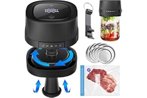 TENMOTION Mason Jar Vacuum Sealer - 3 in 1 Electric Mason Jar Vacuum Sealer Kit for Wide & Regular Mouth Mason Jars Vacuum Bags-Cordless Handheld Vacuum Sealer for Jars Food Storage & Fermentation