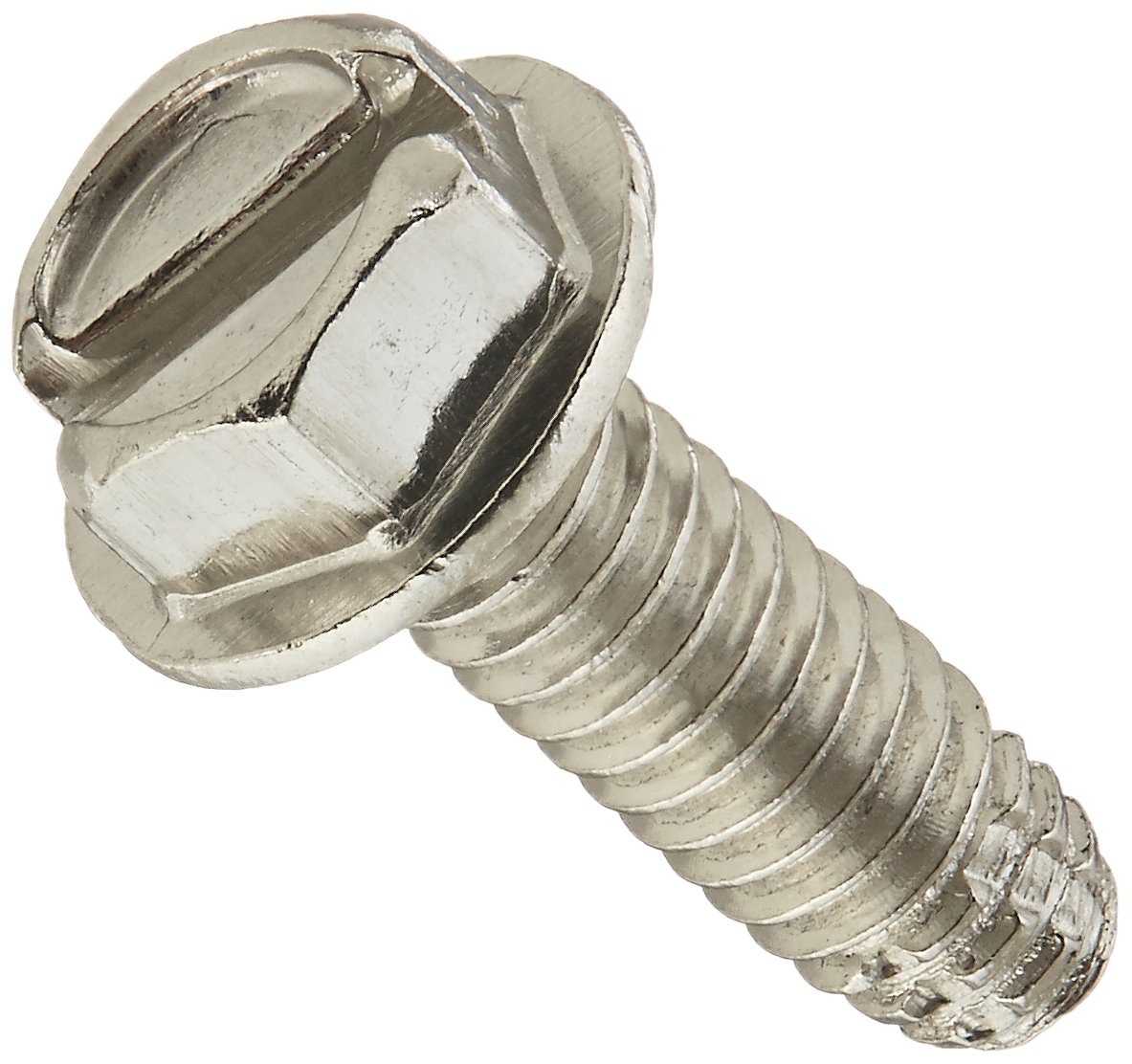 188 Stainless Steel Thread Cutting Screw, Plain Finish, Hex Washer