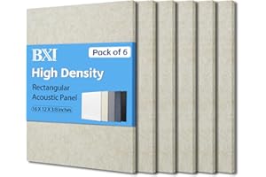 BXI Sound Absorber - 16 X 12 X 3/8 Inches 6 Pack High Density Acoustic Absorption Panel, Sound Absorbing Panels Reduce Echo R
