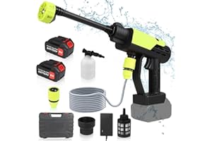 Cordless Portable Pressure Washer 1000 PSI - 4000mAh* 2 Rechargeable Battery, Electric Power Washer with 6-in-1 Adjustable No