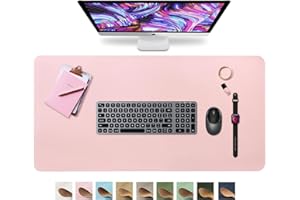 HofferRuffer Desk Pad, Office Desk Protector Mat, Waterproof Desk Mat for Desktop, Dual Side Use Faux Leather Desk Pad for Keyboard and Mouse for Office and Home (Pink, 31.5" x 15.8")