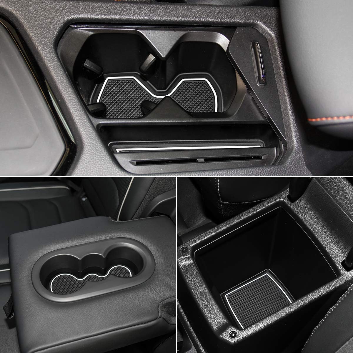 LITTOU For Tiguan 2017 2018 2019, Anti-dust Non-Slip Interior Door,Cup,Arm Box,Storage Mat (Pack of 14) (White)