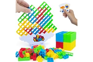 Duewry Tetra Tower Game, 48pcs Stack Attack Tower Game, Swing Stack High Child Balance Building Block for Kids and Adults, 2 Players+ Interactive STEM Toy for Family, Travel, Classroom,Parties