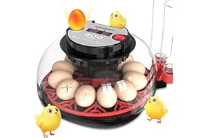 WONEGG Incubators for Hatching Eggs Egg Incubator 12 Eggs with Automatic Egg Turning and Humidity Control 360° Viewing for Chicken, Ducks, Goose, Pigeon for Lab Farm and Home