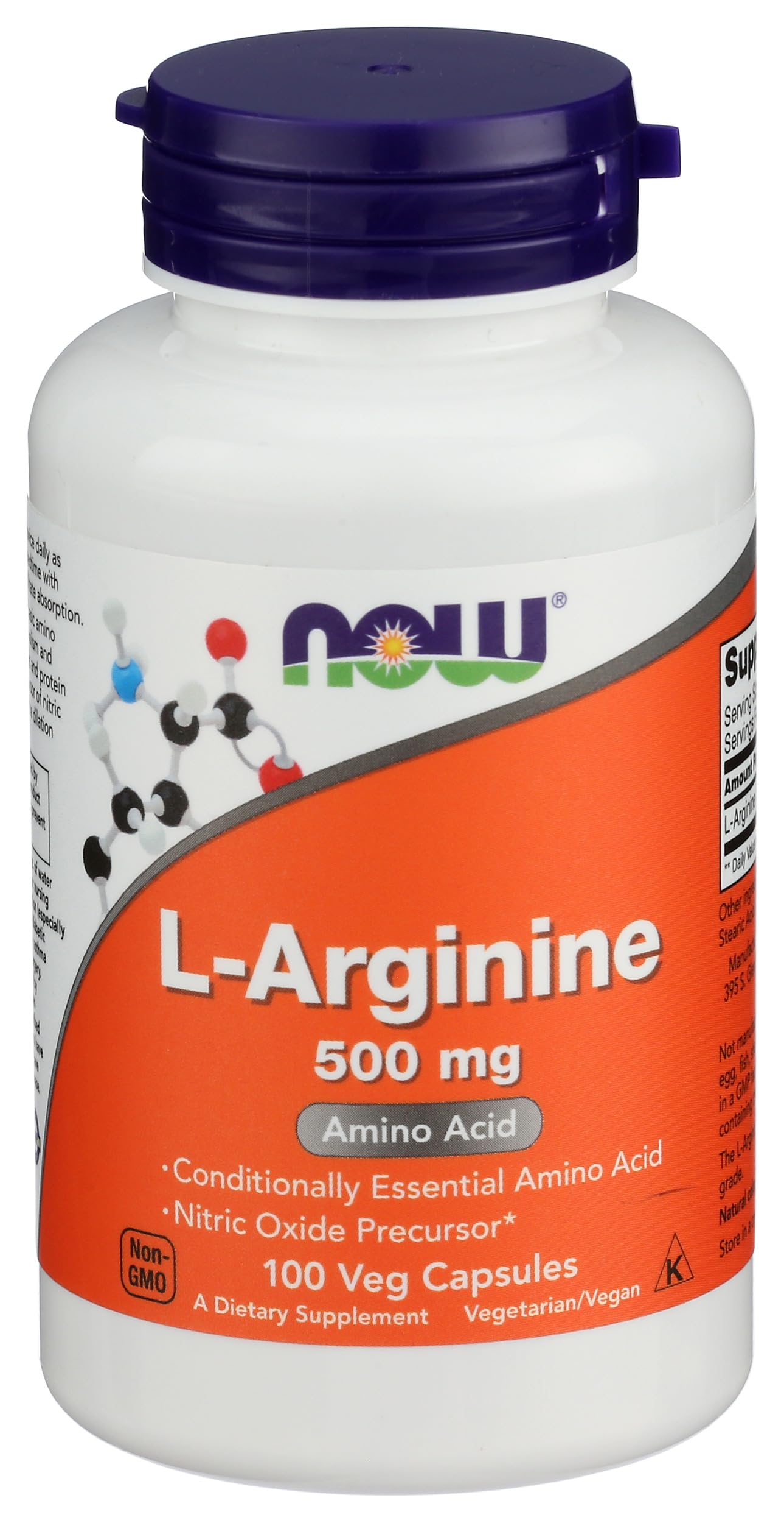 Now Foods L-Arginine Capsules, 500 mg, Standard, 100-Count
