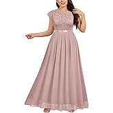 Miusol Women's Formal Floral Lace Plus Size Bridesmaid Party Maxi Dress