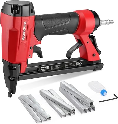 WORKPRO Air Staple Gun 21GA Type 8016 Pneumatic Stapler + 1500 Staples