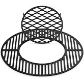 Skyflame Charkettle 2-in-1 Cast Iron 21.5 Inch Grill Grate Replacement | Gourmet BBQ System, Compatible with Weber 22-1/2 inch Kettle Charcoal Grills