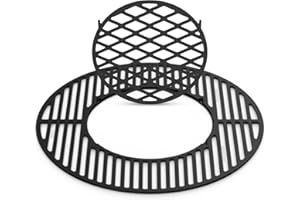 Skyflame Charkettle 2-in-1 Cast Iron 21.5 Inch Grill Grate Replacement Gourmet BBQ System, Compatible with Weber 22-1/2 inch Kettle Charcoal Grills
