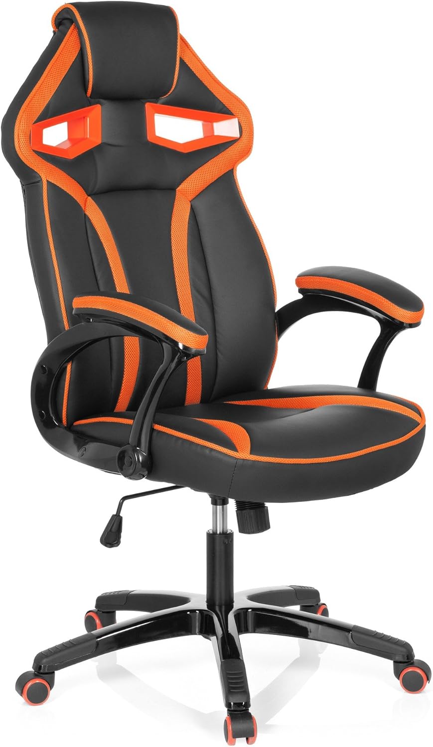 hjh OFFICE 722220 silla gaming GUARDIAN piel sintética negro/naranja