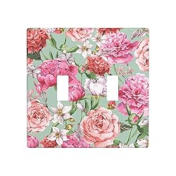 Moslion Pink Peony Flowers 2-Gang Switch Covers