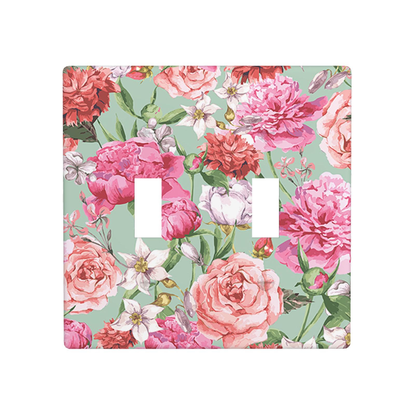 Moslion Pink Peony Flowers 2-Gang Switch Covers