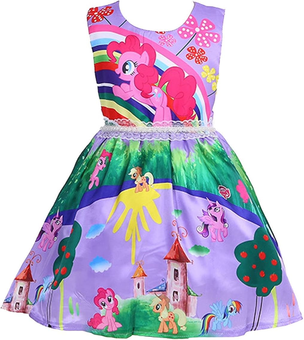 LEMONBABY Unicorn Sleeveless Princess Birthday Party Dress