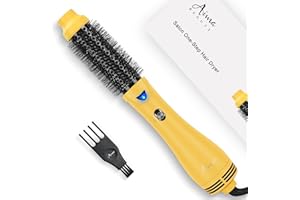 Hair Dryer Brush, Aima Beauty 4-in-1 Upgrade Hot Air Straightener Curler Function for Women, Hair Styling Tools, Yellow-Round