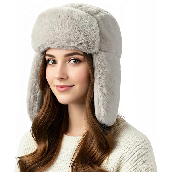 Womens Faux Mink Fur Trapper Hat Soft Warm Russian Ushanka  display picture 3